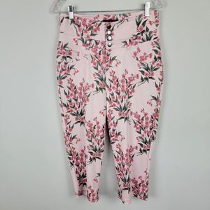 Body By Us Pink Stretchy Floral High Rise Pants L